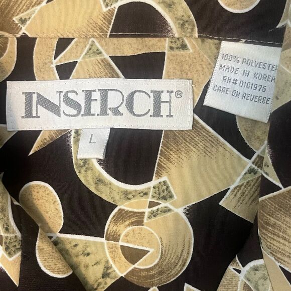 Inserch Men’s Short Sleeve Button Up Wild Print Shirt Sz L - Picture 4 of 5